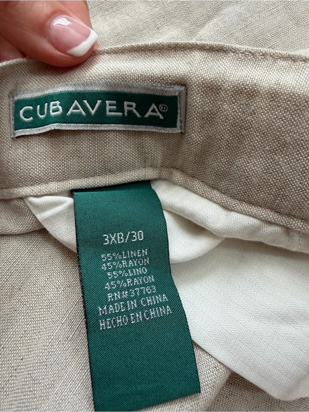 Men's Casual Linen Blend Pants in Light Khaki 3XB